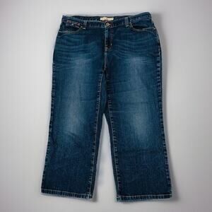 TOMMY HILFIGER Jeans Womens 36X24 Hipster Boot Whiskered Blue Stretch Cropped